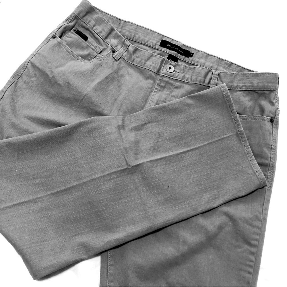 Mens 40/32 Calvin Klein Grey Textured Straight Leg Chinos Jeans Pants NWOT